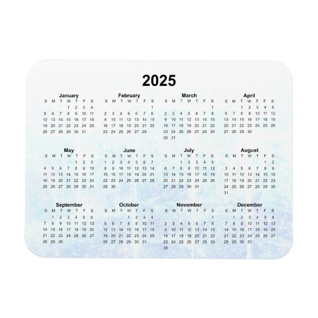Monatlich 2025 Kalender Magnet Texturiert (Horizontal)