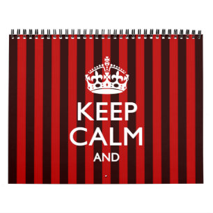Monatlich Personalisiert BEHALTEN CALM Roter Text Kalender