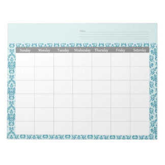 Monatlicher Damaskalenplan Notepad Notizblock