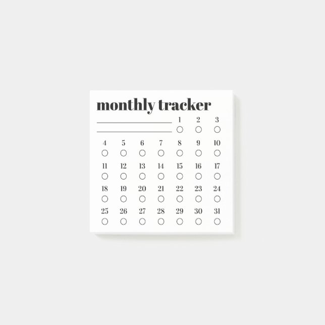 Monatlicher Gewohnheits-Tracker Klebezettel-Block Post-it Klebezettel (Vorderseite)