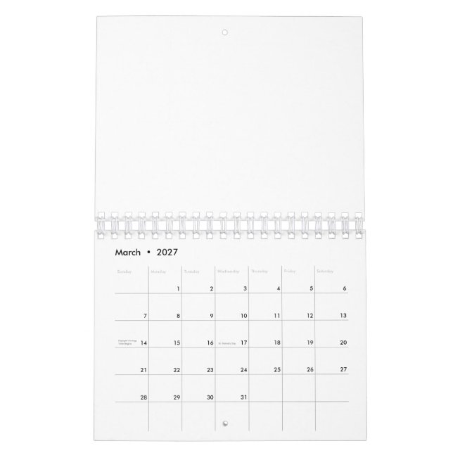 Monatlicher Kalender 2021 (Mär 2027)