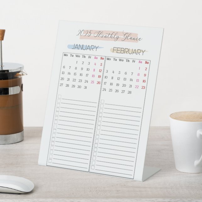 Monatlicher Kalender 2025 Sockelschild (In SItu)