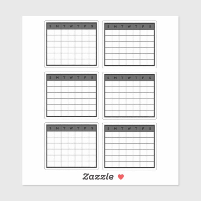 Monatlicher Kalender Aufkleber (Blatt)