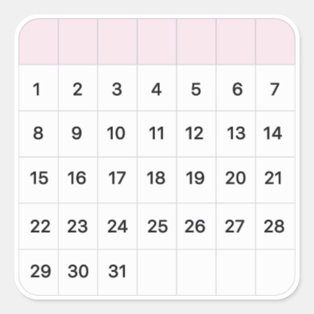 monatlicher Kalender der Fairy Floss Quadratischer Aufkleber (Vorderseite)