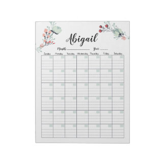 Monatlicher Kalender Niedlicher Blumenkalender Notizblock