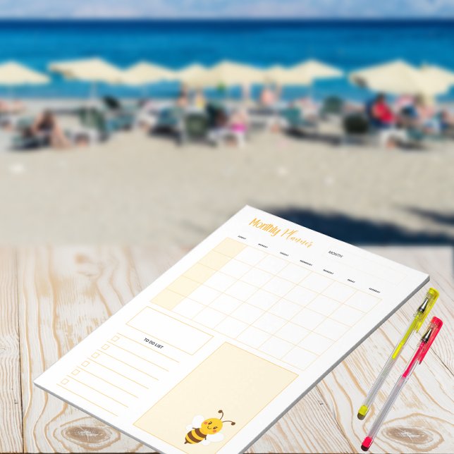 Monatlicher Planer - Thema Niedliche Bienen - A4 P Notizblock (Von Creator hochgeladen)