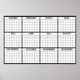 Monatlicher undatierter minimaler Wandplaner-Kalen Poster