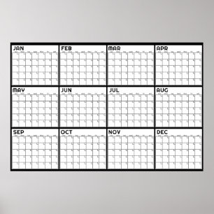 Monatlicher undatierter minimalistischer Wandplane Poster
