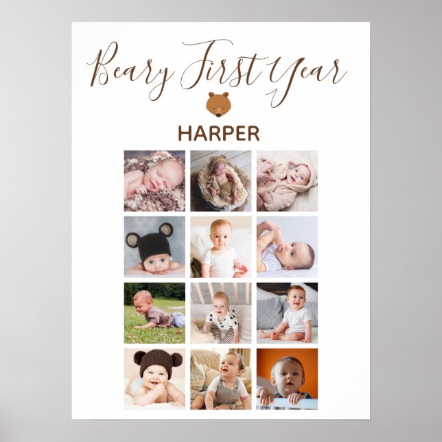 Monatliches Foto Baby Erstgeburtstag Poster (Vorne)