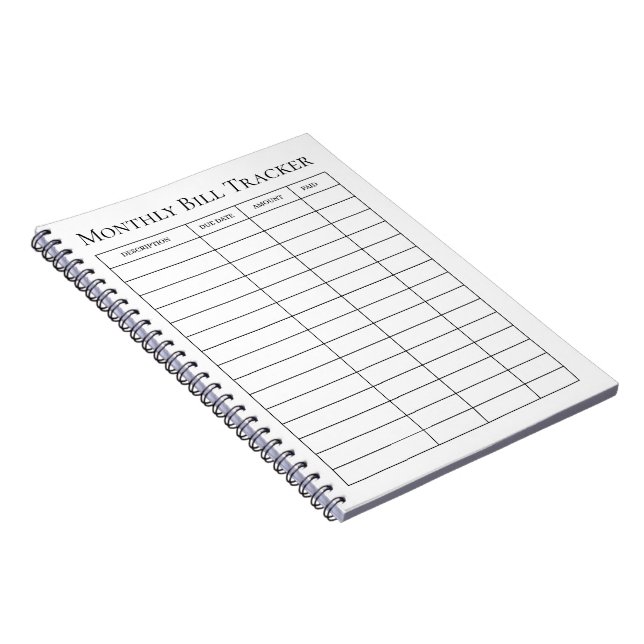 Monatliches Rechnungs-Tracker-Notizbuch Notizblock (Rechte Seite)