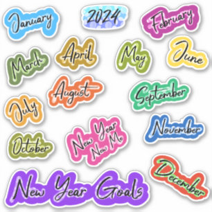 Monatliches Stickers-Paket 2024 Aufkleber