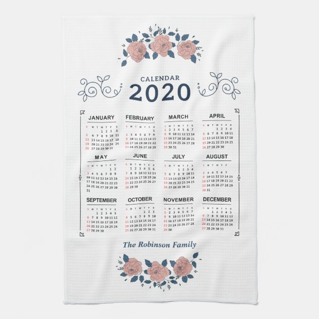 Monatskalender 2020 Individualisieren Geschirrtuch (Vertikal)