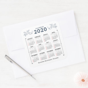 Monatskalender 2020 Individualisieren Quadratischer Aufkleber