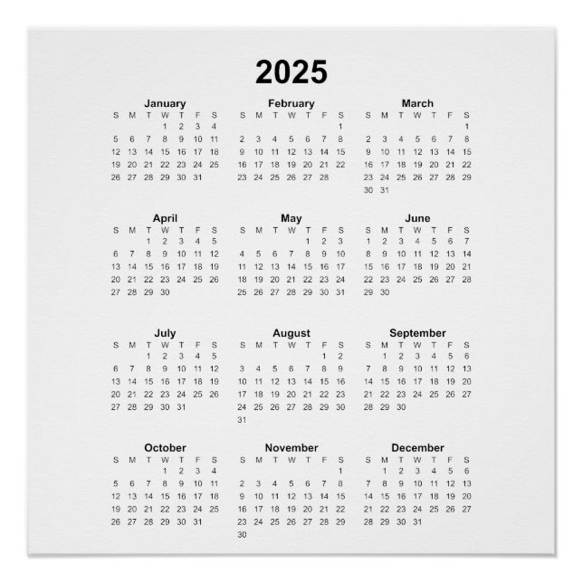 Monatskalender 2025 - Allzweck Poster (Vorderseite)
