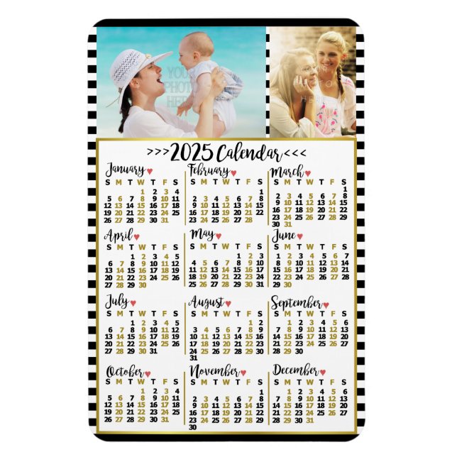 Monatskalender 2025 | Benutzerdefinierte Fotos Magnet (Vertikal)