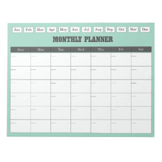 Monatsplaner Türkis Einfacher Kalender Notizblock