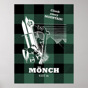 Mönch 4107 m Schweizer Alpen Bergsteigen Poster