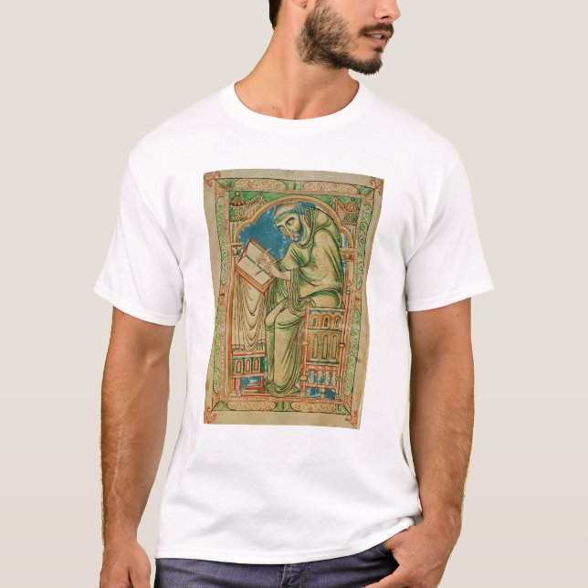 Mönch Eadwine bei der Arbeit über das Manuskript, T-Shirt (Vorderseite)