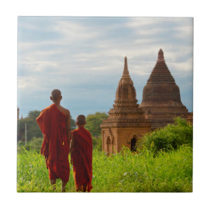 Mönche mit alten Tempeln Fliese