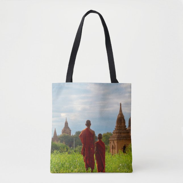 Mönche mit alten Tempeln Tasche (Vorderseite)
