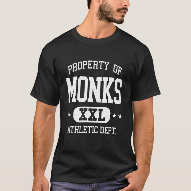 Mönche Retro-Athletik-Abteilungsbesitz T-Shirt (Vorderseite)