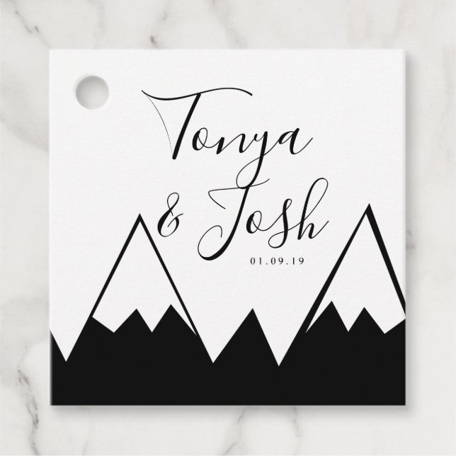 Monchrome Berggipfel Süd Hochzeit Geschenkanhänger (Vorderseite)