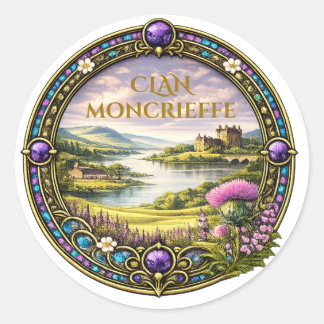 Moncrieffe schottischer Clan Tartan & Wappen Runder Aufkleber