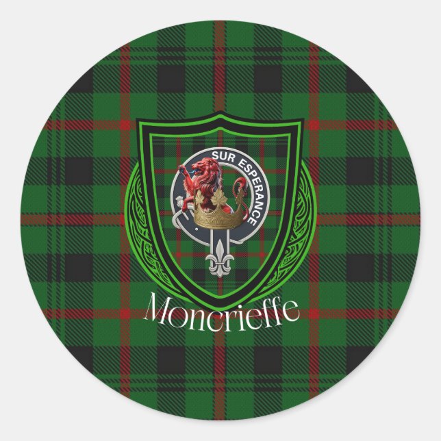 Moncrieffe Scottish Clan Tartan & Crest Runder Aufkleber (Vorderseite)