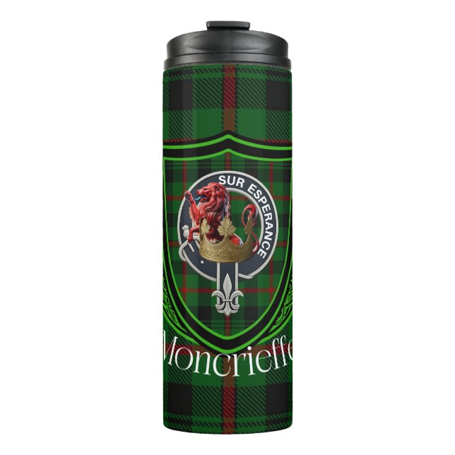 Moncrieffe Scottish Clan Tartan & Crest Thermosbecher (Vorderseite)