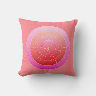 Mond and Stars Mandala - Korallenrosa und Orchid Kissen