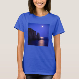 Mond bei Dämmerung   Perce Rock Gaspe Küste Quebec T-Shirt