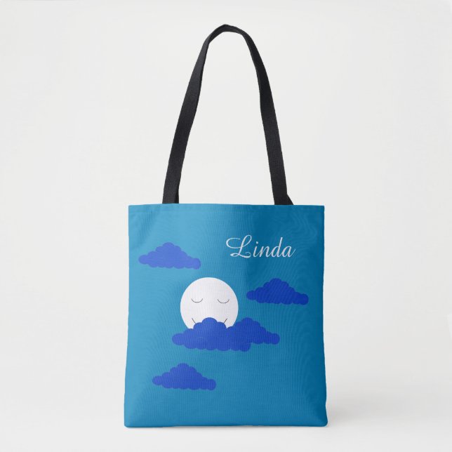 Mond bei frühem Dämmerlicht: Blau  Tasche (Vorderseite)