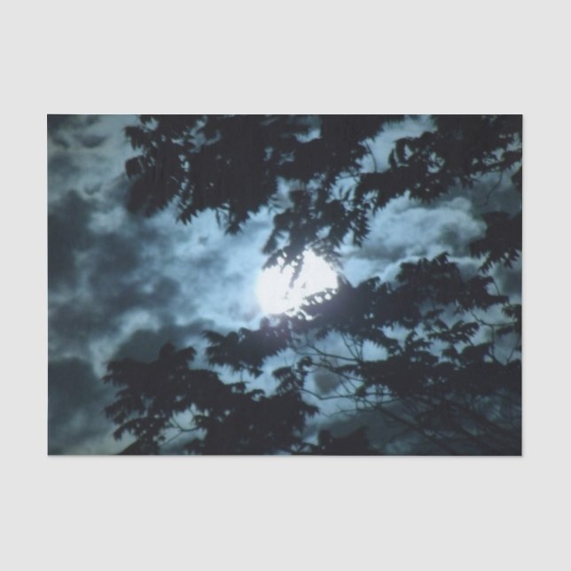 Mond belichtet die Nacht hinter Baumasten Seidenpapier (Vorderseite)