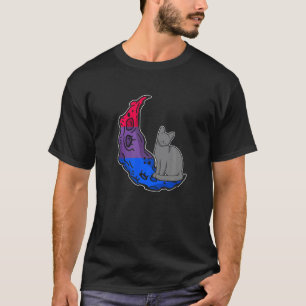 Mond Bisexuellen-Flagge Katze LGBTQ sicherer Raum  T-Shirt