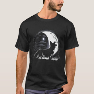 Mond Corgi heulender Hund Silhouette Halloween 1 T-Shirt