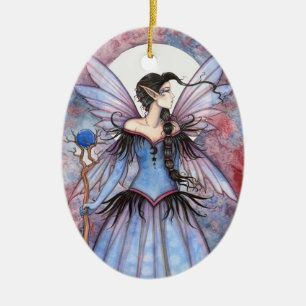 Mond der Winterfee Fantasy Kunst Keramik Ornament