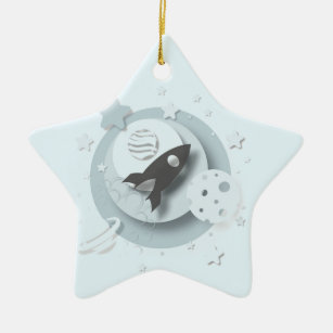 Mond "des Babys 1. Weihnachts" u. Stern-Dekoration Keramikornament