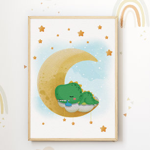 Mond Dinosaurier Kinderzimmer Druck Dino Kinderzim Poster