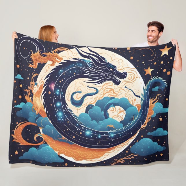 Mond-Drachen-Decke Fleecedecke (Beispiel)
