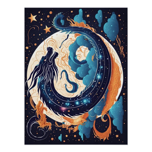 Mond-Drachen-Plakat Poster (Vorderseite)