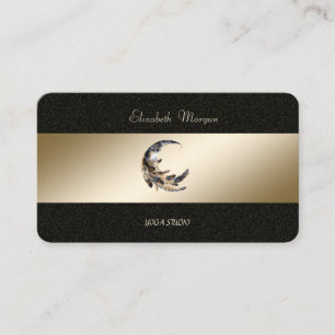 Mond Feder Gold Schwarz Yoga Studio Visitenkarte