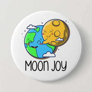 Mond Freude Süße Erde und Mond Umarmen Button