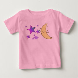 Mond-Gesicht u. Stern-rosa Baby T-shirt