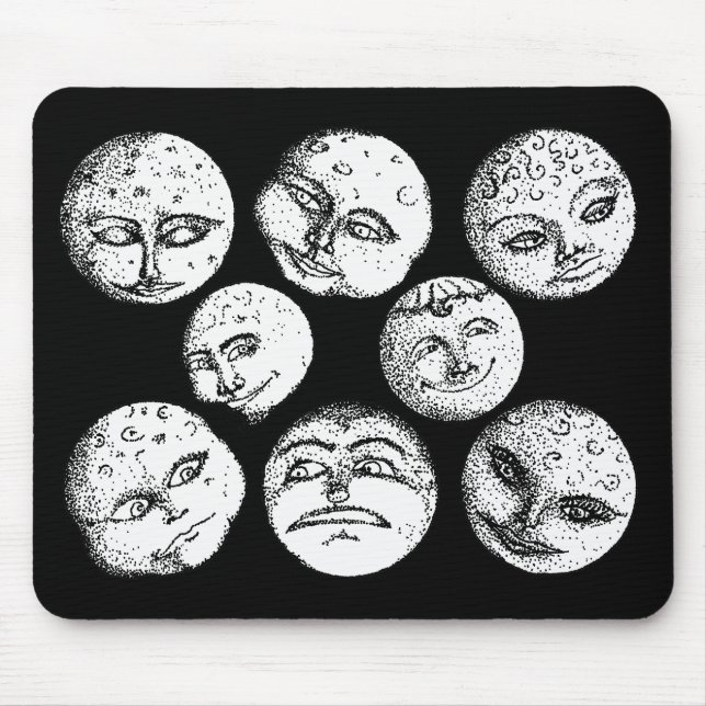 Mond-Gesichter Mousepad - Schwarzes (Vorne)