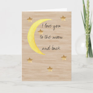 Mond Gold Sterne Ich liebe dich bis zum Mond und z Karte