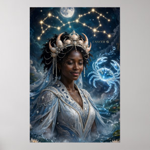 Mond Göttin Schwarzer Krebs Kunst  Poster