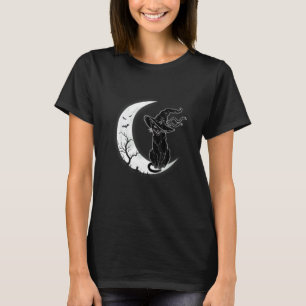Mond Halloween Gruselige Schwarze Katze Kostüm Hex T-Shirt