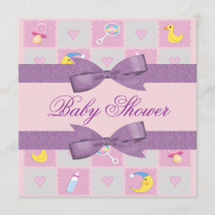 Mond, Hearts, & Baby Toys Girly Baby Shooter Einladung