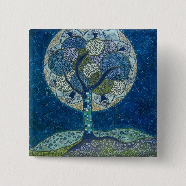 Mond im Knopf der Blüte (Malerei) Button (Vorderseite)