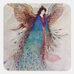 „Mond-Jungfrau“ Feen-Kunst von Warwick Goble Quadratischer Aufkleber